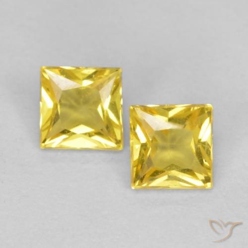 0.48ctw Naturel Jaune Saphir, Carré, VS