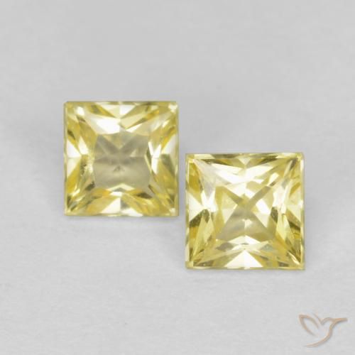 0.57ctw Naturel Jaune moyen-léger Saphir, Carré, VS