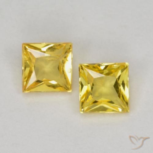 0.46ctw Naturel Jaune Saphir, Carré, VS