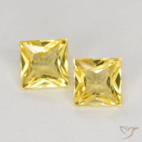 0.50ctw Naturel Jaune Toscane Saphir, Carré, VS