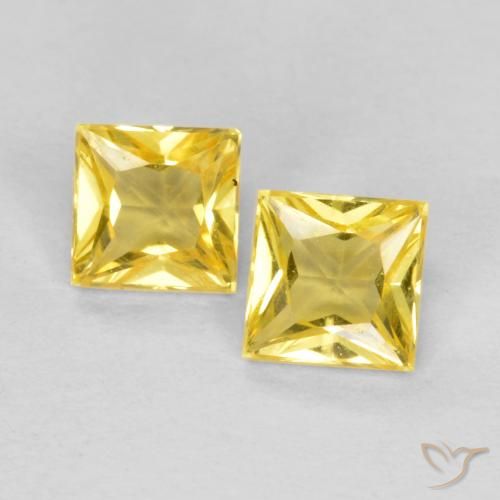 0.48ctw Naturel Jaune Toscane Saphir, Carré, VS