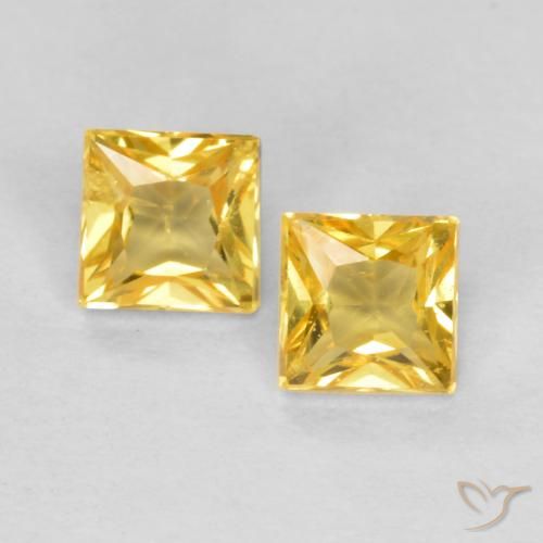 0.48ctw Naturel Or moyen Saphir, Carré, VS