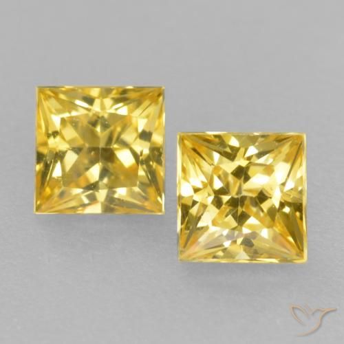 0.49ctw Naturel Jaune moyen Saphir, Carré, VVS-VS