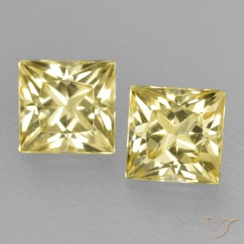 0.54ctw Naturel Jaune moyen-léger Saphir, Carré, VVS-VS