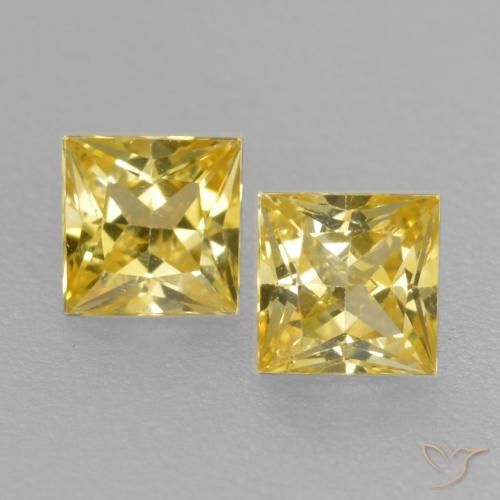 0.41ctw Naturel Jaune moyen Saphir, Carré, VVS-VS