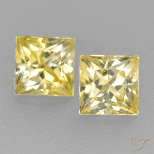 0.50ctw Naturel Jaune moyen-léger Saphir, Carré, VS