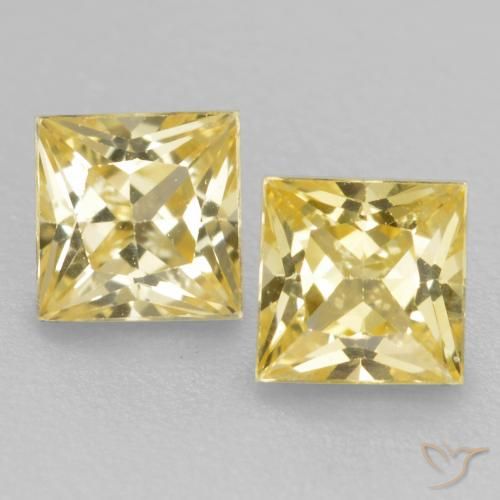 0.59ctw Naturel Jaune Toscane Saphir, Carré, VVS-VS