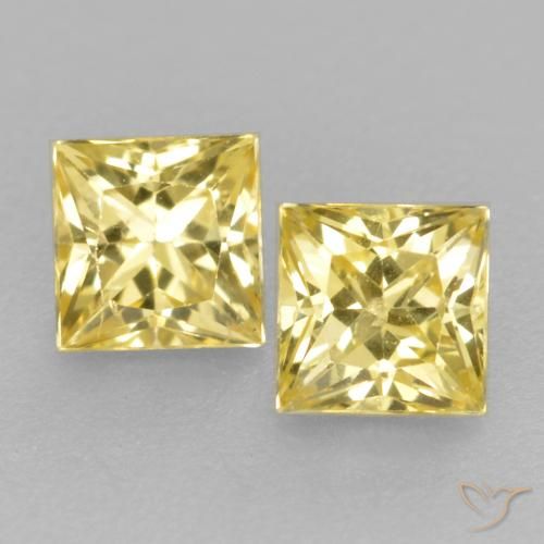 0.54ctw Naturel Jaune moyen-léger Saphir, Carré, VS