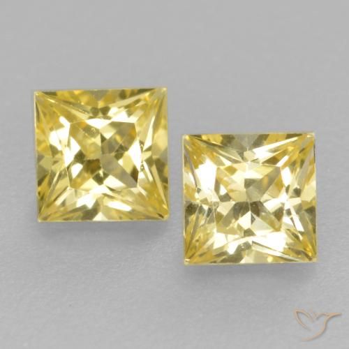 0.50ctw Naturel Jaune moyen-léger Saphir, Carré, VVS-VS