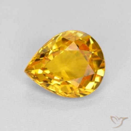 Saphir Orange Doré naturelle En forme de poire, 0.72 ct, VVS-VS