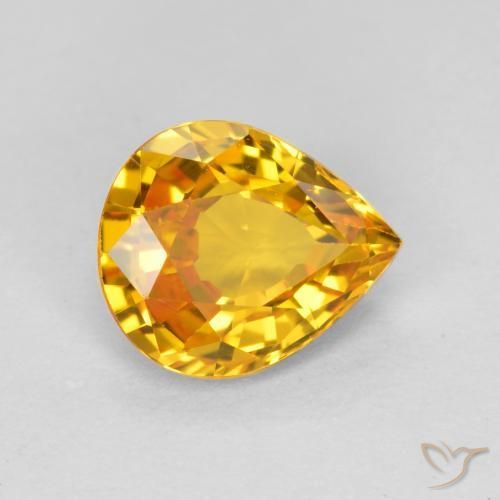 Saphir Orange Doré naturelle En forme de poire, 0.72 ct, VVS-VS