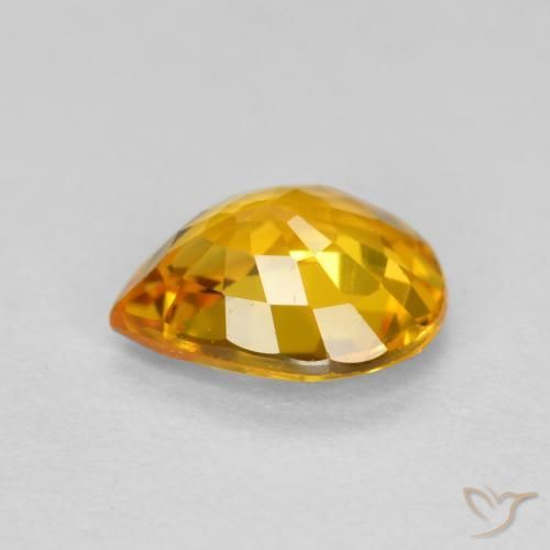 Saphir Orange Doré naturelle En forme de poire, 0.72 ct, VVS-VS