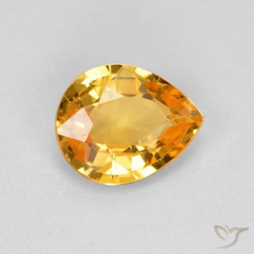 Saphir Or orange foncé naturelle En forme de poire, 0.60 ct, VVS-VS