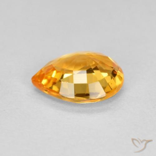 Saphir Or orange foncé naturelle En forme de poire, 0.60 ct, VVS-VS