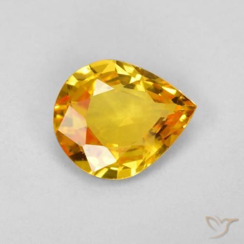 Saphir Orange Doré naturelle En forme de poire, 0.55 ct, VVS-VS