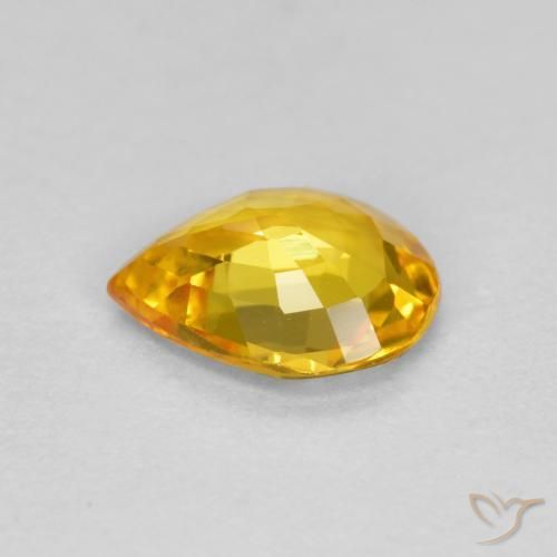 Saphir Orange Doré naturelle En forme de poire, 0.55 ct, VVS-VS