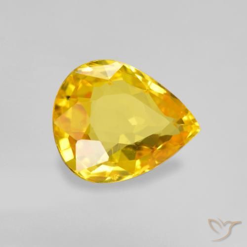 Saphir Doré moyen naturelle En forme de poire, 0.64 ct, VS