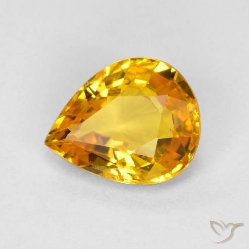 Saphir Doré vif naturelle En forme de poire, 0.64 ct, VS