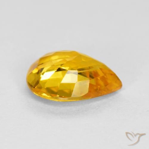 Saphir Doré vif naturelle En forme de poire, 0.64 ct, VS