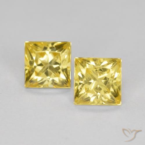0.76ctw Naturel Jaune moyen Saphir, Carré, VS