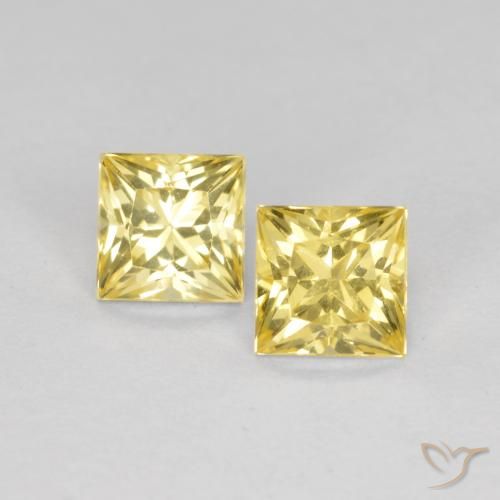 0.87ctw Naturel Jaune Toscane Saphir, Carré, VS