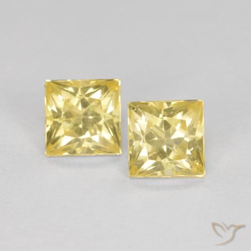 0.63ctw Naturel Jaune Toscane Saphir, Carré, VS
