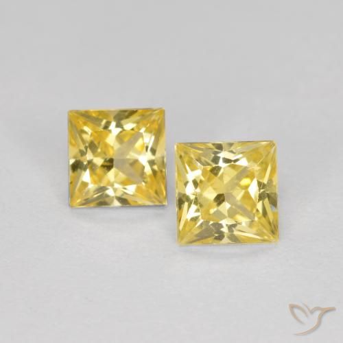 0.53ctw Naturel Jaune Toscane Saphir, Carré, VS