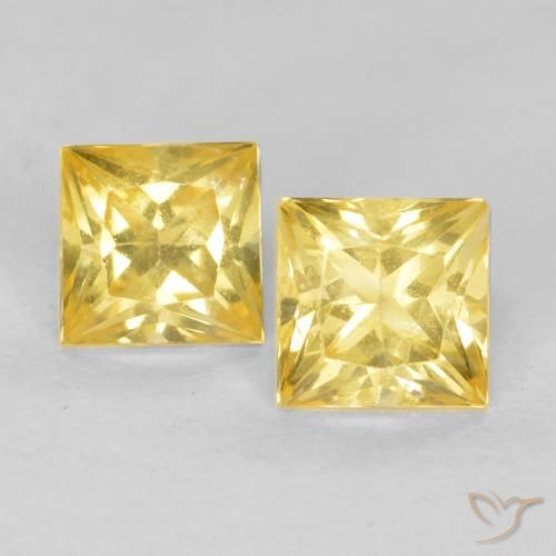 0.65ctw Naturel Jaune Toscane Saphir, Carré, VS