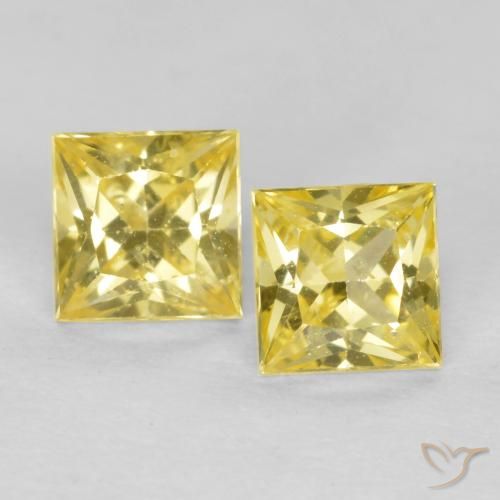 0.62ctw Naturel Jaune Toscane Saphir, Carré, VS