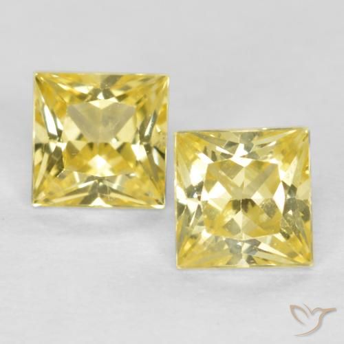 0.54ctw Naturel Jaune Toscane Saphir, Carré, VS