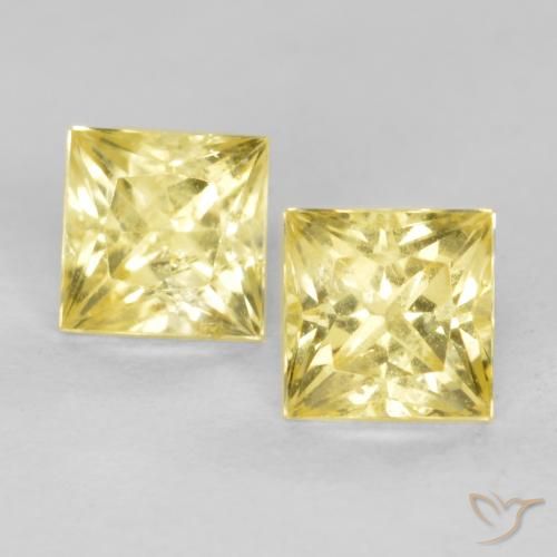 0.70ctw Naturel Jaune moyen-léger Saphir, Carré, VS