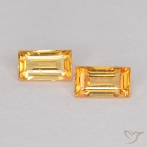 0.51ctw Naturel Orange moyen Saphir, Baquette, VS