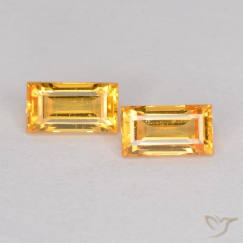 0.49ctw Naturel Orange-or Saphir, Baquette, VS