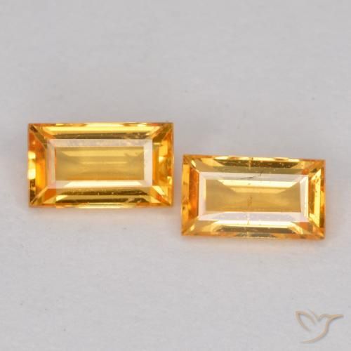 0.48ctw Naturel Orange doré profond Saphir, Baquette, VS