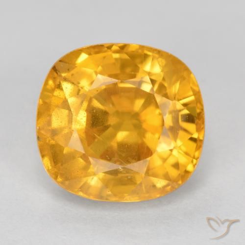 3.25ct Naturel Doré foncé Saphir, Coussin, VS-SI