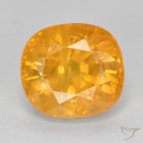 5.00ct Naturel Orange moyen-léger Saphir, Coussin, VS-SI