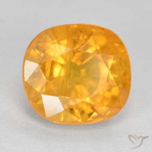 Saphir Orange moyen-léger naturelle Coussin, 5.00 ct, VS-SI