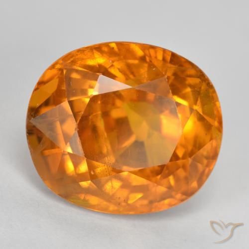 Saphir Ambre orange naturelle ovale, 6.87 ct, VS-SI