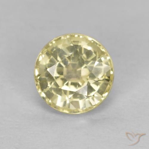 Saphir jaune de 0,53 carats à vendre, Rond Saphir en vrac de Tanzanie, Gemme naturelle, 4,5 mm, Photo A