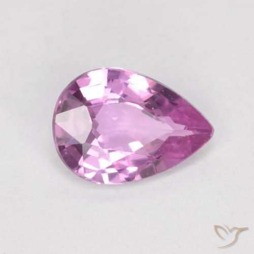 Saphir Pourpre rosâtre profond naturelle En forme de poire, 0.62 ct, VS