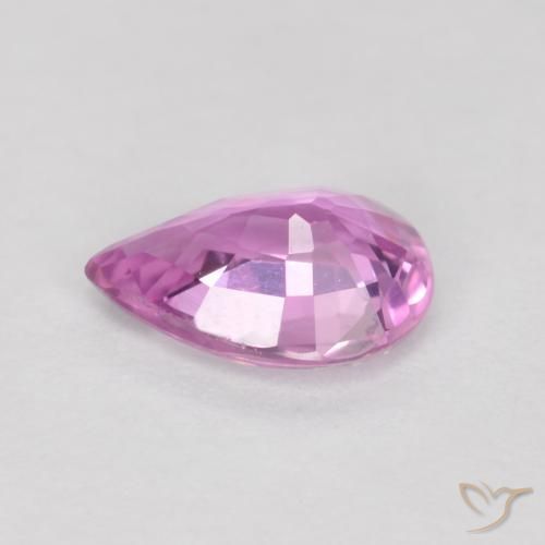 Saphir Pourpre rosâtre profond naturelle En forme de poire, 0.62 ct, VS