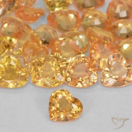 0.25ct Naturel Orange-or Saphir, Cœur, VS