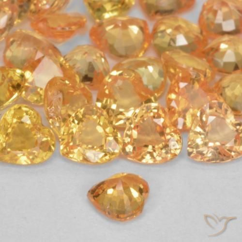 Saphir Orange-or naturelle Cœur, 0.25 ct, VS