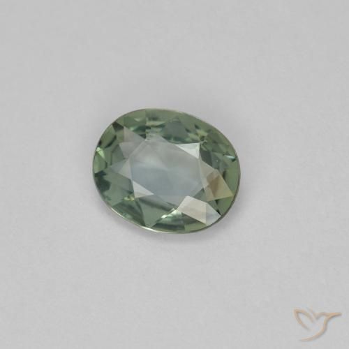 Saphir Gris verdâtre naturelle ovale, 0.59 ct, VVS-VS