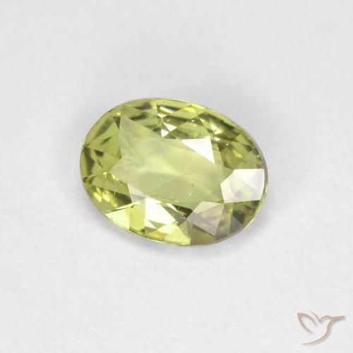 Saphir Vert jaunâtre naturelle ovale, 0.79 ct, VS