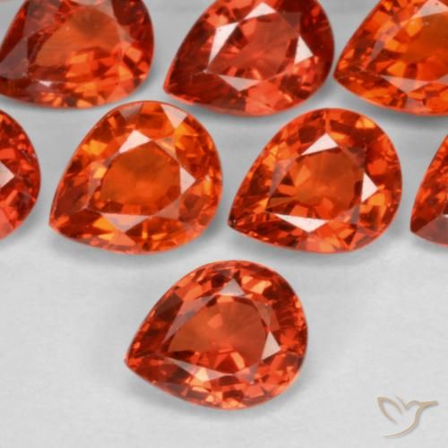 0.43ct Naturel Rouge feu Saphir, En forme de poire, VVS-VS