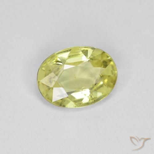 Saphir Jaune verdâtre clair naturelle ovale, 0.66 ct, VS