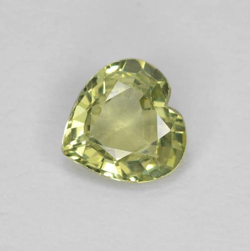 Saphir Olive verte naturelle Forme de coeur, 0.36 ct, VVS-VS