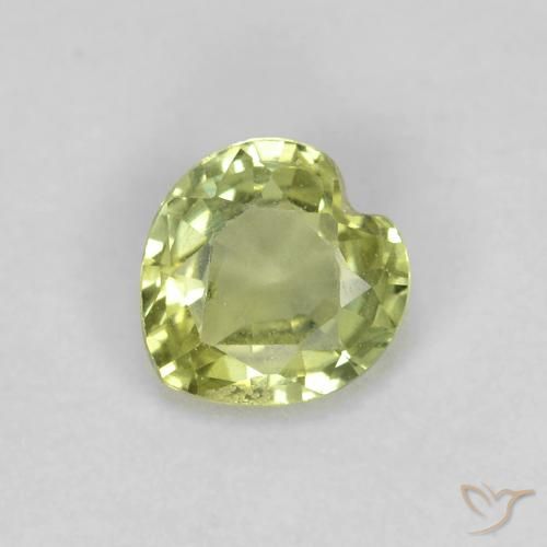 0.39ct Naturel Vert lime pâle Saphir, Cœur, VS