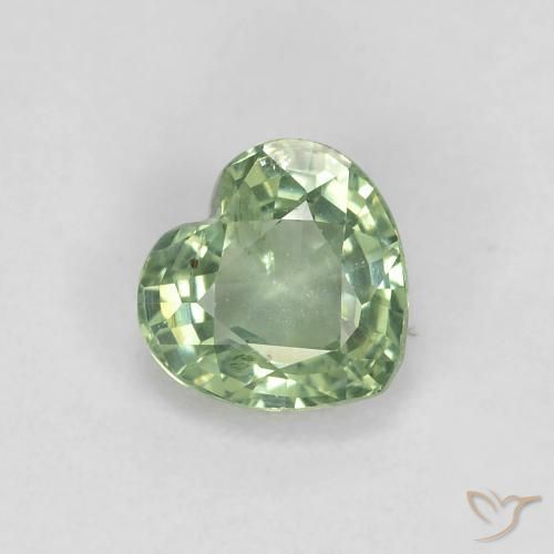 0.48ct Naturel Vert sauge léger Saphir, Cœur, VS